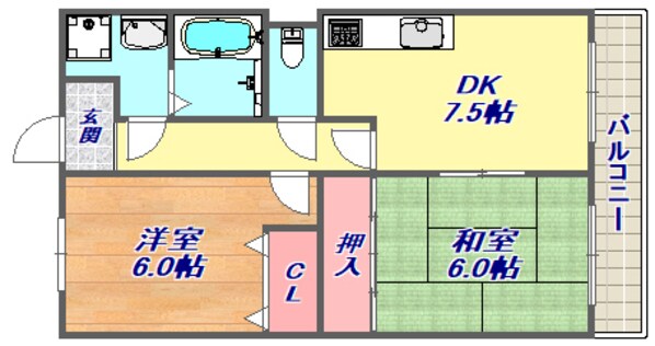 カサグランデ魚崎１の物件間取画像